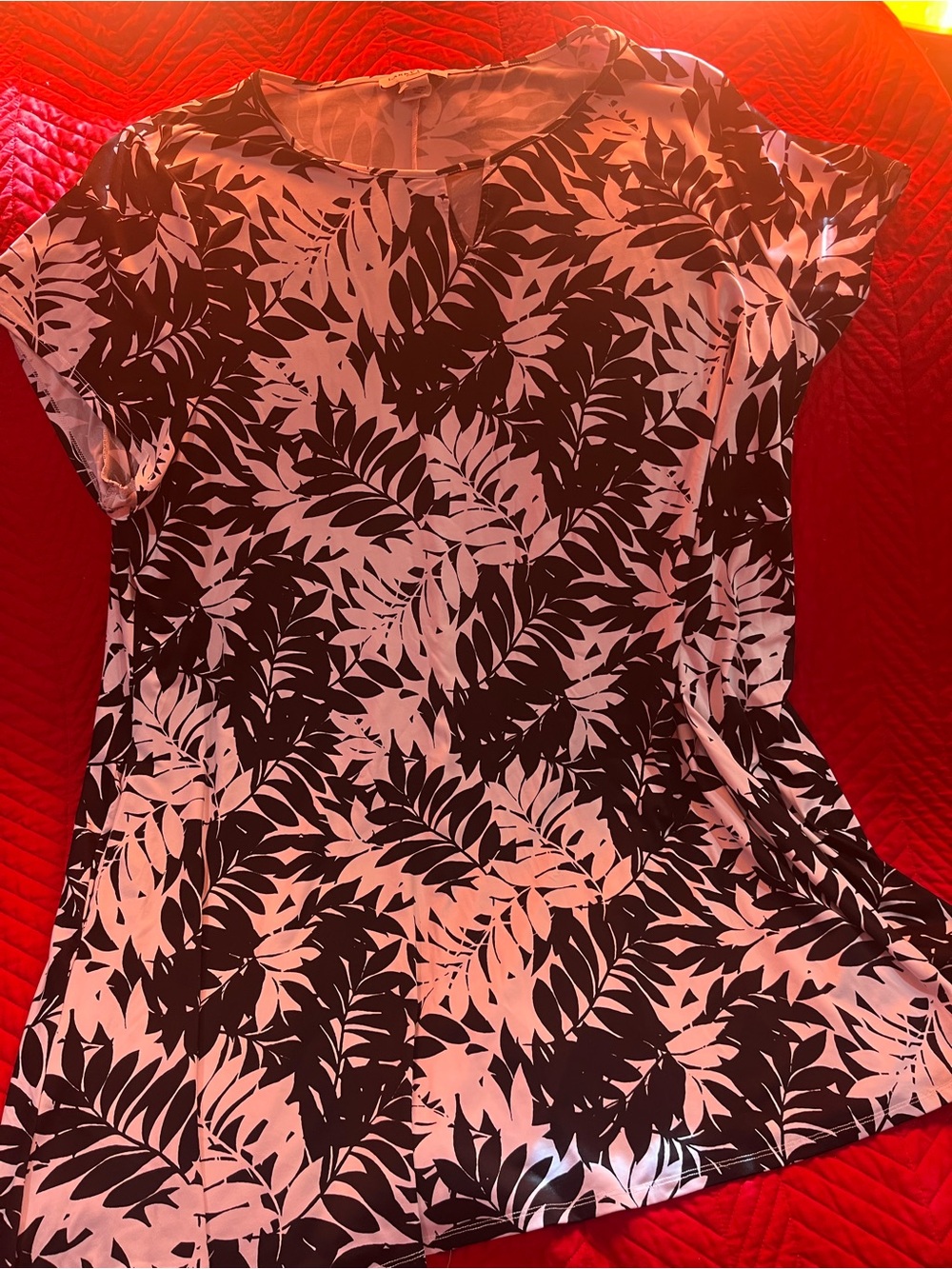 Black and White Leaf Print Women's dress  knee length